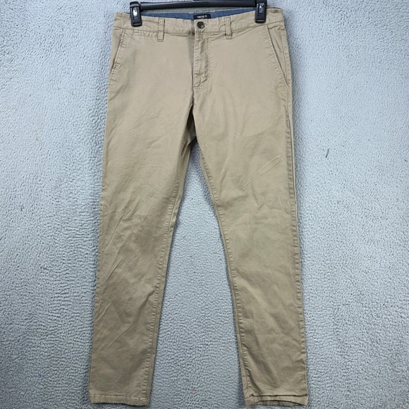 Forever 21 Pants Khaki Men 33 Tan Slim Straight Stretch Pocket Casual Flat Front